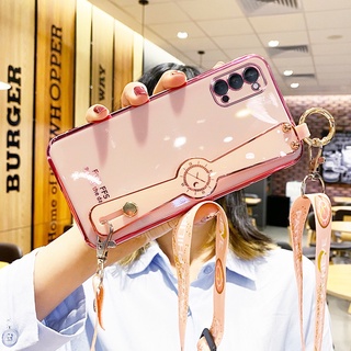Samsung A02 A02S A03S A52 A32 A12 A22 A72 6D 4G 5G 6D เคสมือถือ สายรัดข้อมือชุบTPU Case กรณีป้องกัน