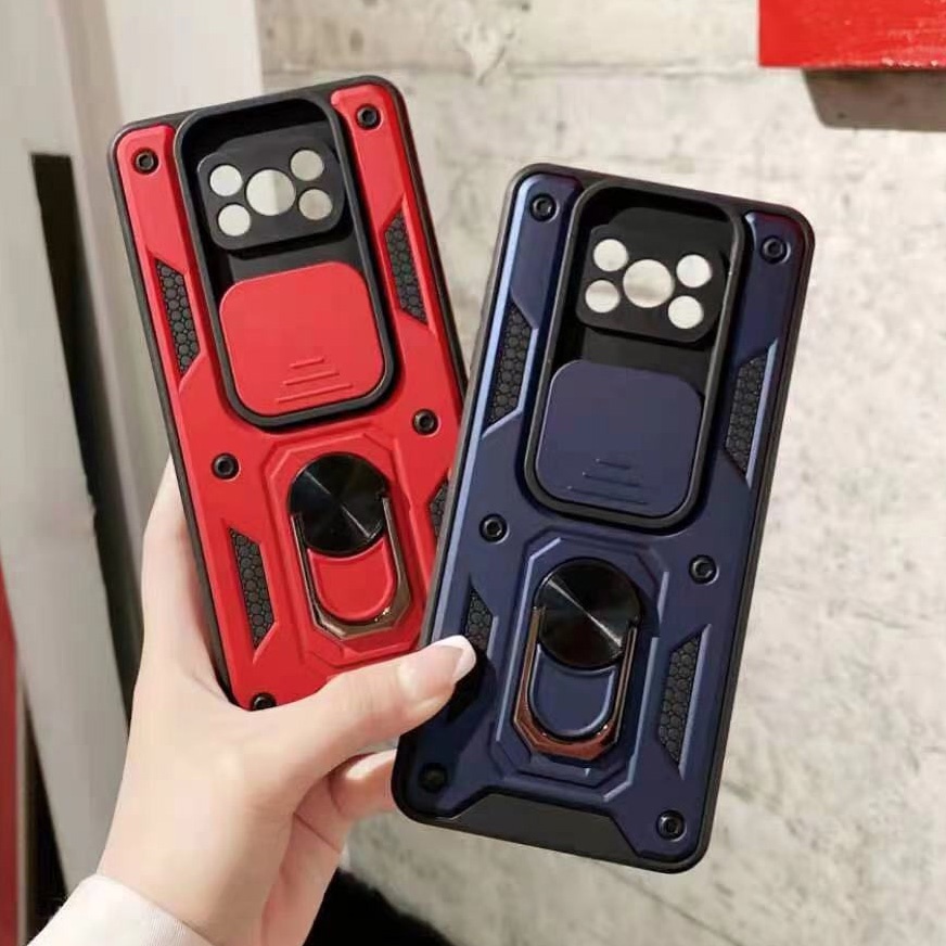 Original Lens Shockproof Case Xiaomi Pocophone Poco X3 Pro NFC Car Magnetic Ring Holder Push Pull Camera Cover