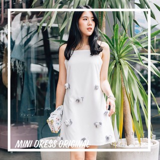 Mini dress original.white (เดรสสายเดี่ยว เข้ารูปทรงเอ)