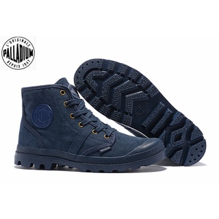 Palladium ของแท้ 100% รองเท้าบูทมาร์ติน ผ้าแคนวาส สีน้ําเงินเข้ม สําหรับผู้ชาย และผู้หญิง ไซซ์ 39-45