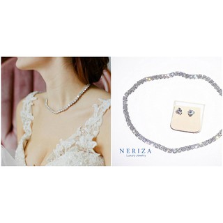 Neriza Jewelry/สร้อยคอเพชรสังเคราะห์เกรดพรีเมี่ยม ประกายไฟเทียบเท่าเพชรแท้ จัดส่งฟรีพร้อมกล่องNSW046