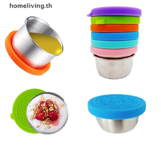 Home ถ้วยสเตนเลส พร้อมฝาปิด ใช้ซ้ําได้ ขนาด 50 มล. สําหรับใส่ซอสปรุงรส