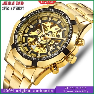 Forsining Mens Watch Sport Skeleton Stainless Steel Men Watch Automatic Mechanical Watches