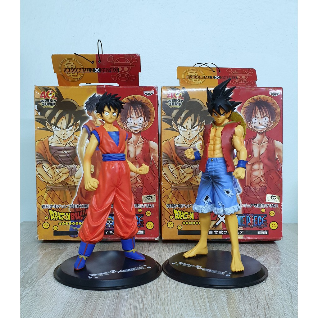 โมเดล Luffy (ลูฟี่)  / Son Goku (ซุนโงกุน) - Dragonball x Onepiece ของแท้แมวทอง  DX Banpresto