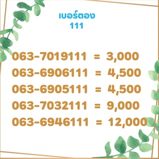 เบอร์ตอง 111 เบอร์เรียง เบอร์สวย เบอร์จำง่าย เบอร์มงคล