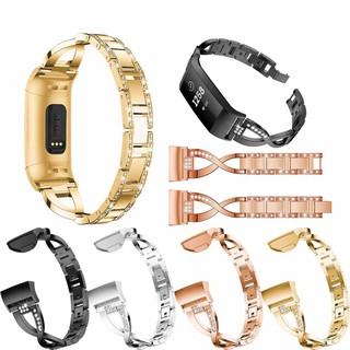 สายนาฬิกาข้อมือสำหรับ Fitbit Charge 3 / 4 Wristband Crystal Bracelet