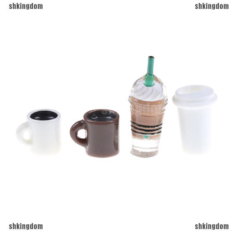 SHKINGDOM ถ้วยกาแฟขนาดเล็กสำหรับบ้านตุ๊กตา 4 ชิ้น