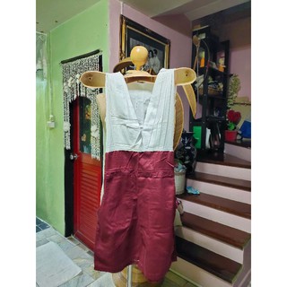 🌺เดรสทรงสวมสีขาวตัดเลือดหมู size s