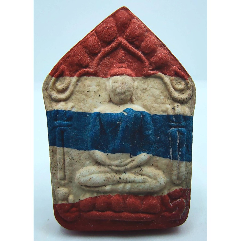 พระขุนแผนผงพรายกุมาร พิมพ์ใหญ่ ลายธงชาติ หลังฝังพระปิดตา 3 องค์ ประคำ 1 ลูก หลวงปู่ทิม ปี 2515