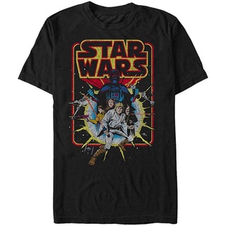 เสื้อยืดผ้าฝ้ายเสื้อยืดผู้ชายแฟชั่น Star Wars Mens Old School Comic Graphic T-Shirt t shirt men cotton แขนสั้นคู่รักTEE