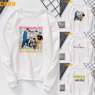 Bts Dynamite เสื้อกันหนาว คอกลมแขนยาว สีขาว Bt 22