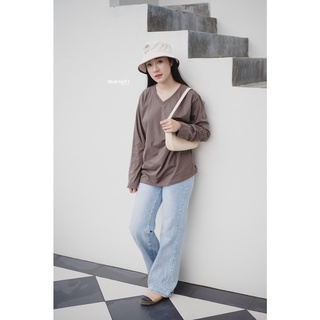 halotshirt เสื้อยืดสีพื้น เสื้อยืดสีพื้นผู้ชาย เสื้อยืดสีพื้นผู้หญิง เสื้อยืด เสื้อยืดแขนยาว สีเทาเข้ม (ดิน)