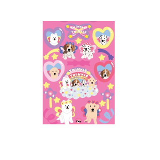 สติ๊กเกอร์ไดคัท Twinkle twinkle puppies stars sticker ขนาดA7 เคลือบกากเพชร รหัส408