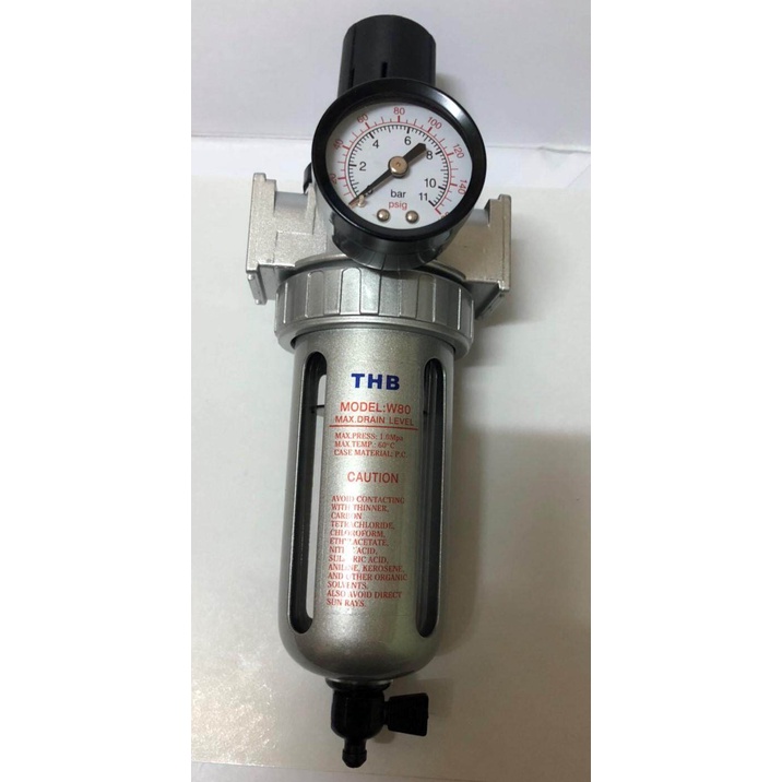 🔥โค้ดINC3LEL3ลด30฿ชุดกรองลมดักน้ำ/ปรับลม  ขนาด 1/4,3/8,1/2 นิ้ว Air filter/Regulator ยี่ห้อ THB รุ่น