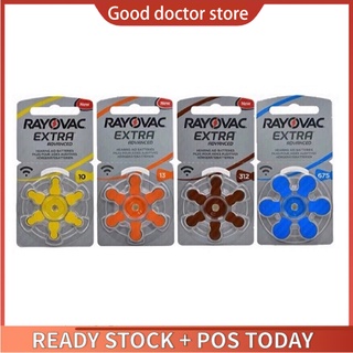 Rayovac แบตเตอรี่เครื่องช่วยฟังสังกะสี ขนาด 10 13 312 675 (6 ชิ้นต่อใบ)