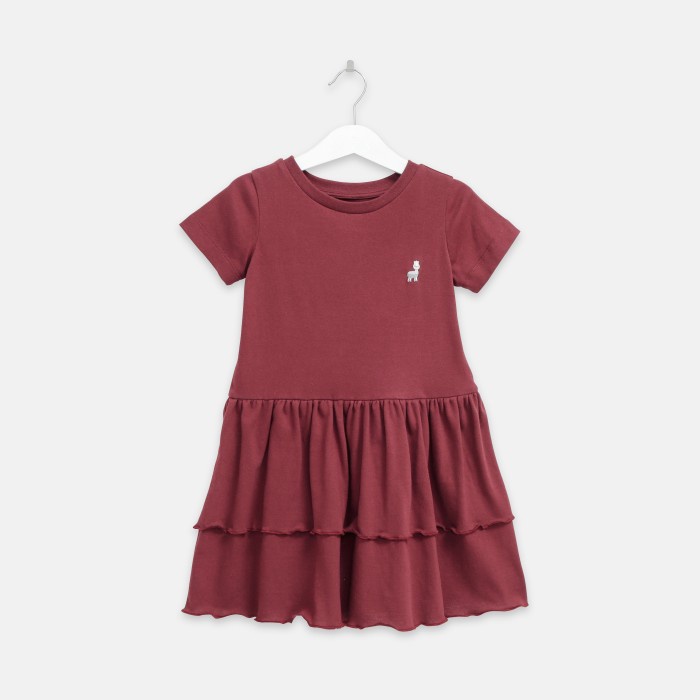 Minimacko Dress for Girls Liya Dress - Maroon, 02