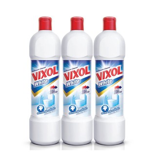 🔥สินค้าขายดี!! วิกซอล น้ำยาล้างห้องน้ำ ไวท์ 900 มล. x 3 ขวด Vixol Toilet Cleaner White 900 ml x 3