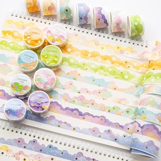 สติกเกอร์เทปวาชิ ลายก้อนเมฆ สีบรอนซ์ 3 เมตร สําหรับตกแต่งไดอารี่ นักเรียน DIY