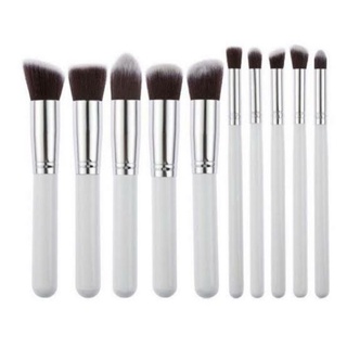 10 ชิ้น ชุดแปรงแต่งหน้า สีขาว