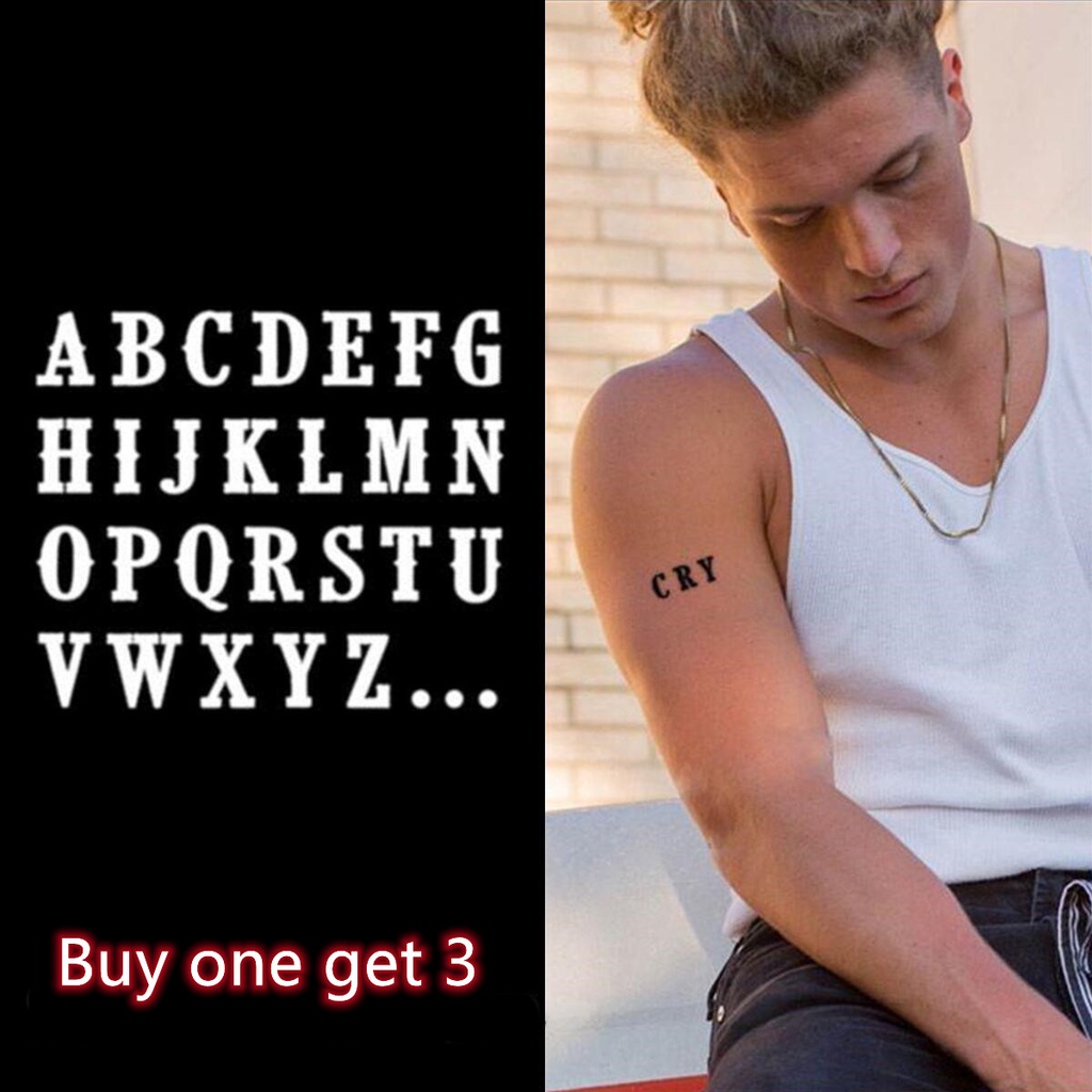 【MEET Magic Tattoo】(รวม 78 ชิ้น) รอยสักตัวอักษร A-Z กันน้ํา รอยสักวิเศษ ที่อยู่ได้นาน 15 วัน