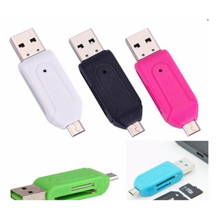 2 In 1 Dual USB Plug OTG SD TF Card Reader For Smartphone Computer