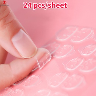 Nail Glue Sticker 24pcs/sheet Waterproof Double Sided Fake Nail Glue Sticker Transparent Gel Nail Tape