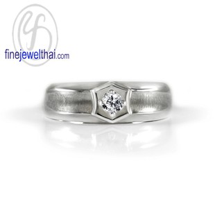 Finejewelthai แหวนเพชร-แหวนเงิน-เพชรสังเคราะห์-เงินแท้-แหวนหมั้น-แหวนแต่งงาน-Diamond-CZ-Silver-Ring - R1255cz