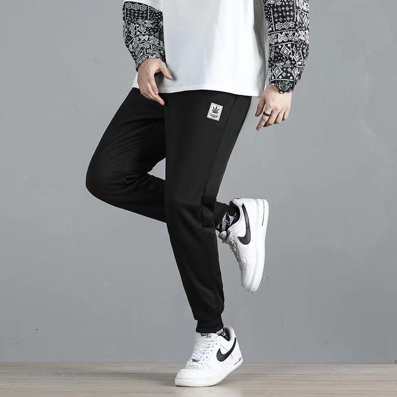 กางเกงขายาวผู้ชาย ใหม่ อินเทรนด์สีทึบขนาดใหญ่ M-5XL กางเกงกีฬาลำลอง
