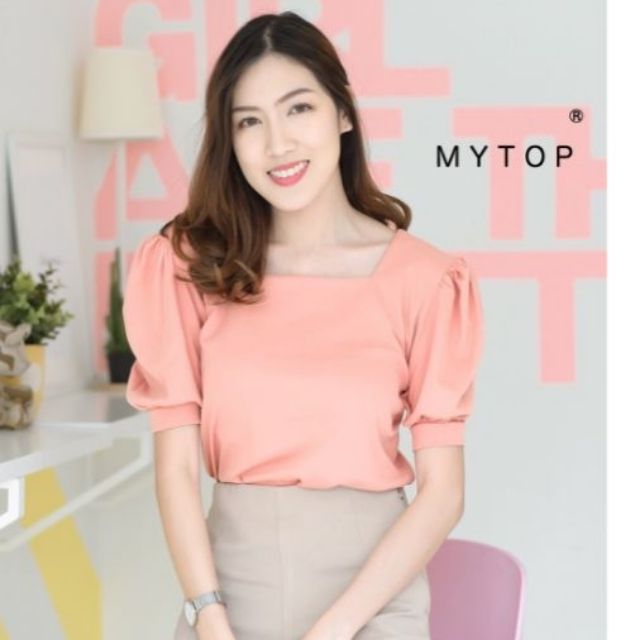 MY​TOP​ New in❤️G172 เสื้อยืดคอเหลี่ยม แขนตุ๊กตาแต่งจั๊มแขน ใส่หลวมๆ สไตล์เกาหลี งานสวยมากค่ะ ห้ามพลาดเรยนะคะ ตัวนี้​เลย