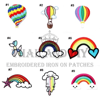 🌈 ตัวรีดติดเสื้อ งานปัก ลาย สายรุ้ง สายรุ้ง สัญลักษณ์ บัลลูน ลูกโป่ง Balloon Rainbow Patch ตัวรีด WOP DIY อาร์มติดเสื้อ