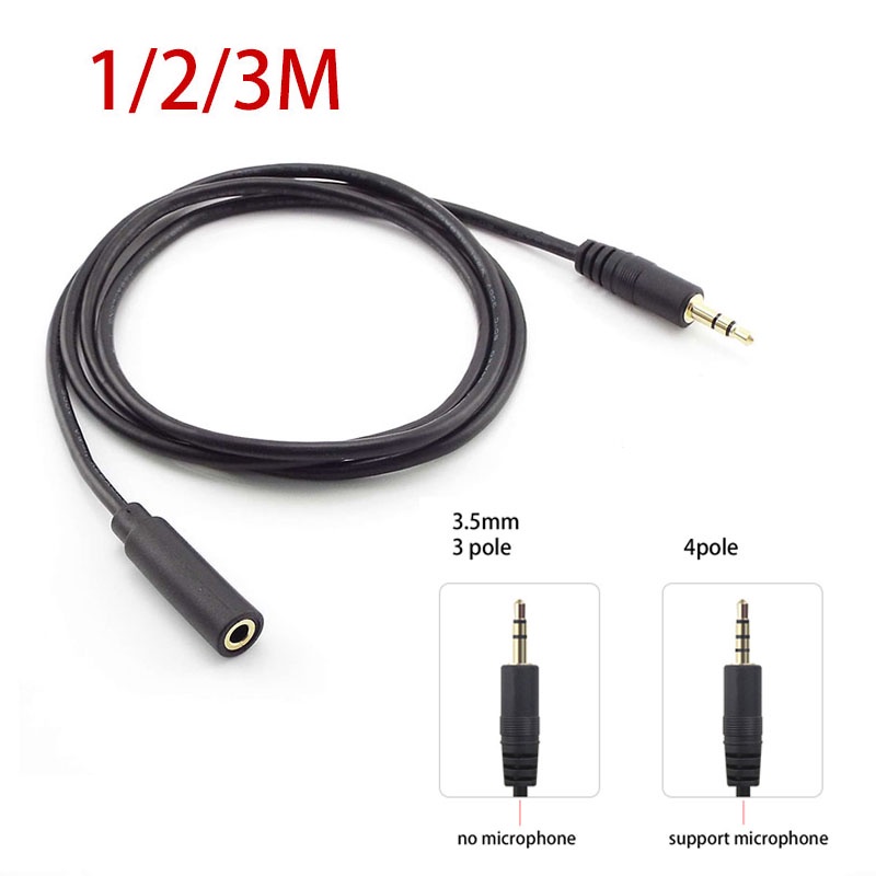 สายเคเบิลต่อขยายสเตอริโอ 3.5 มม. 3 ขั้ว 4 ขั้ว ตัวผู้ เป็นตัวเมีย แจ็ค AUX ตัวผู้ สําหรับหูฟังรถยนต์ ลําโพง เครื่องเสียง