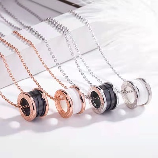 Bvlgari สร้อยคอโซ่เซรามิค จี้รูปคนดัง ขนาดเล็ก หรูหรา สีดํา เครื่องประดับ สําหรับผู้ชาย และผู้หญิง G831