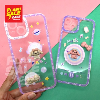 OPPO A31 A5S A53 A93 A96 เคสมือถือนิ่มใสกันกล้อง ซิลิโคน TPU ติดการ์ตูนกระต่ายนูน