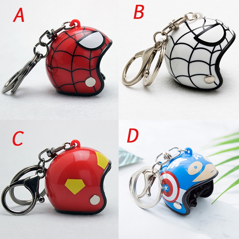 หมวกกันน็อคมอเตอร์ไซค์สไปเดอร์แมน พวงกุญแจ ไอรอนแมน กัปตันอเมริกา พวงกุญแจรถยนต์