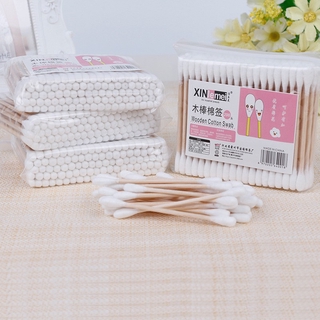 100 ชิ้นคู่หัว Cotton Swab ผู้หญิงแต่งหน้าฝ้ายบัดเคล็ดลับสำหรับการแพทย์ไม้ Sticks หูจมูกเครื่องมือทำความสะอาดการดูแลสุขภาพ