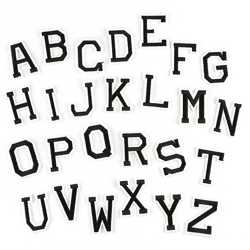 A-z แผ่นแพทช์สติกเกอร์ตัวอักษรภาษาอังกฤษ ตัวเลข และตัวเลข สีดํา สําหรับติดตกแต่งเสื้อผ้า 5*4 ซม.