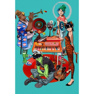 โปสเตอร์ Gorillaz กอริลลาซ โปสเตอร์ วอลเปเปอร์ ตกแต่งผนัง Poster Music โปสเตอร์วินเทจ โปสเตอร์วงดนตรี