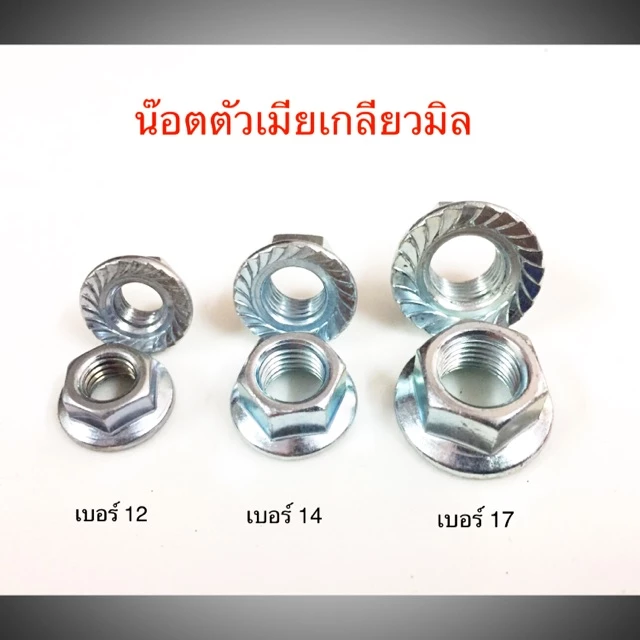 น๊อตตัวเมียแหวน เกลียวมิล เบอร์8,10,12,14,17 **ตัวละ