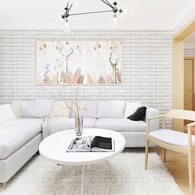 ✔️ถูกที่สุด✔️วอลเปเปอร์ติดผนัง 3 มิติ ขนาด 70x77 cm. ลายกำแพงอิฐ สีขาว มีกาวในตัว Wallpaper 3D #WP001 thumbnail 3