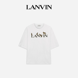 Lanvin เสื้อยืดแขนสั้น พิมพ์ลาย แฟชั่นฤดูใบไม้ผลิ ฤดูร้อน สําหรับผู้ชาย และผู้หญิง