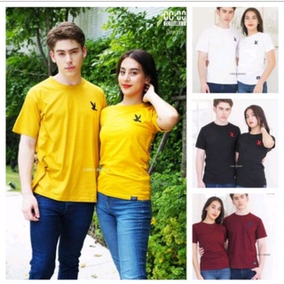 เสื้อยืด CC-OO. สีพื้นงานปักนก cotton. 100% (ชาบหญิง) No. CC ปักนก