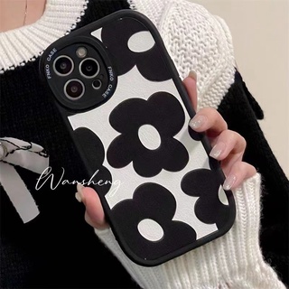 เคสโทรศัพท์มือถือ แบบนิ่ม ลายดอกไม้ สีดํา สําหรับ Samsung Galaxy A04 A03S A14 A13 A22 A23 A24 A20S A30S A31 A32 A33 A34 A50S A51 A52S A53 A54 A70 A71 A72 A73