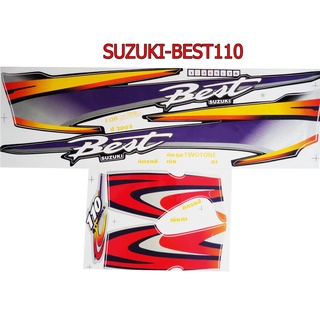 A สติ๊กเกอร์ติดรถมอเตอร์ไซด์ สำหรับ SUZUKI-BEST110 สีบรอนด์ ดำ