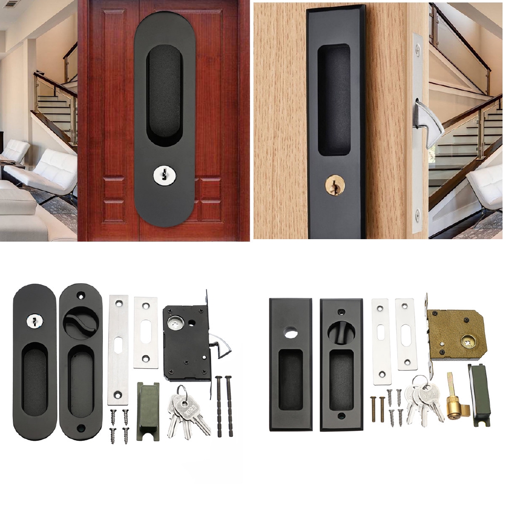 Matte Black Flush Handle Finger Pull For Sliding Barn Door