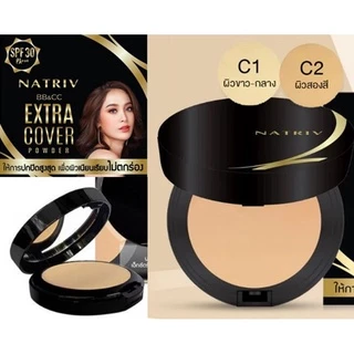 Natriv นาทริฟ บีบี แอนด์ ซีซี เอ็กซ์ตร้า คัฟเวอร์ พาวเดอร์ 6 กรัม แป้งแต่งหน้าผสมรองพื้น สูตร Extra Cove ปกปิดจุดด่างดำ