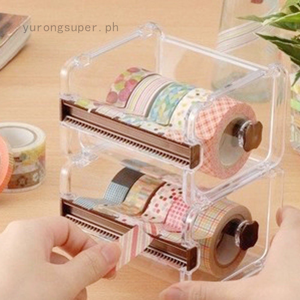 Desktop Tape Dispenser Tape Cutter Washi Tape Dispenser Roll Tape Holder,Transparent