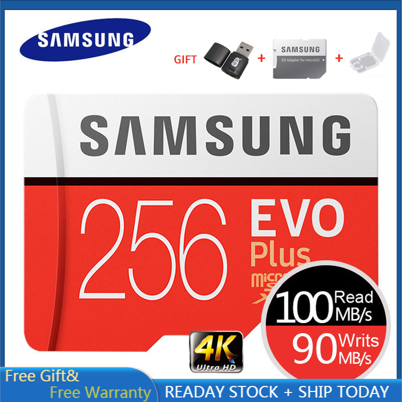 100% Original SAMSUNG Memory Card EVO Plus 4K Ultra HD Micro SD 256GB 128G 64GB  Class10 MicroSD Ca