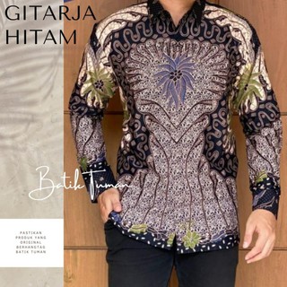 Gitarja BATIK เสื้อเชิ้ตแขนยาว ผ้าบาติก ลายมงกุฎ สีเหลือง สีดํา สําหรับผู้ชาย BRATAJAYA 2 ASMARA DEWARUCI Aerospace Short KEPYNAVY CENDRAWASIH ABRIT GAVIN