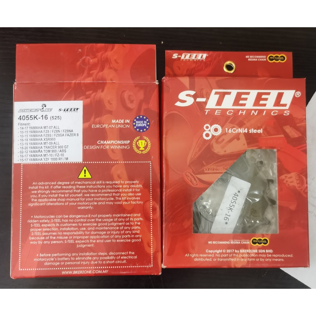 REGINA FRONT SPROCKET YAMAHA MT07, MT09 , MT09 TRACER ,FZ8 ,MT10 (4055K-16)-525 S-TEEL