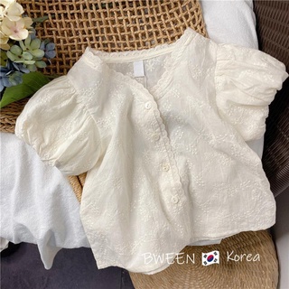 [Babycat] พร้อมส่ง ขายดี เสื้อเชิ้ตแขนพัฟ ปักลายลูกไม้ สไตล์เกาหลี ญี่ปุ่น แฟชั่นฤดูร้อน สําหรับเด็กผู้หญิง 22 ชิ้น